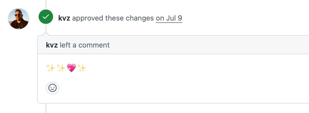 Screenshot of an approval feedback in a Pull Request