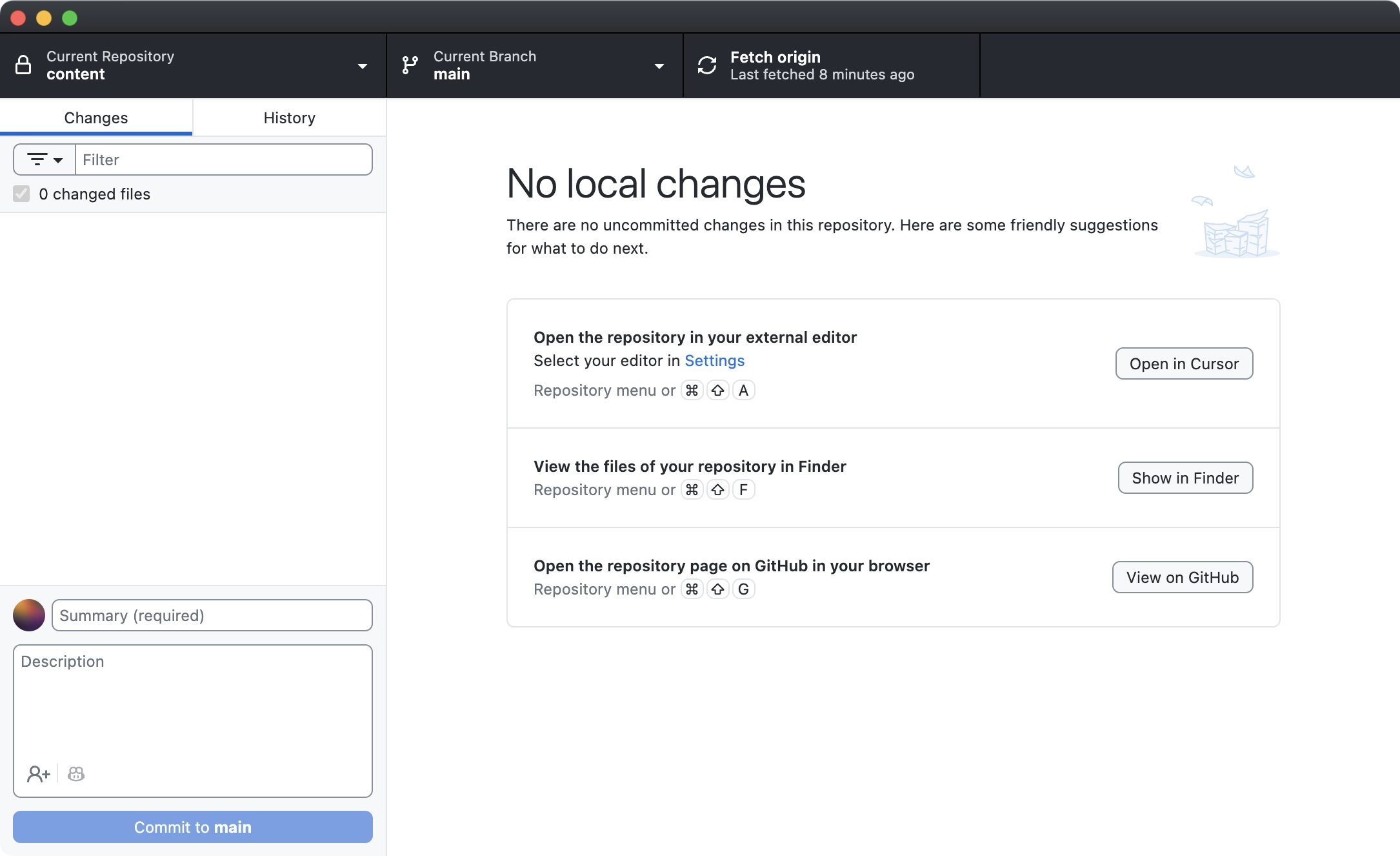 Screenshot of GitHub Desktop app on macOS