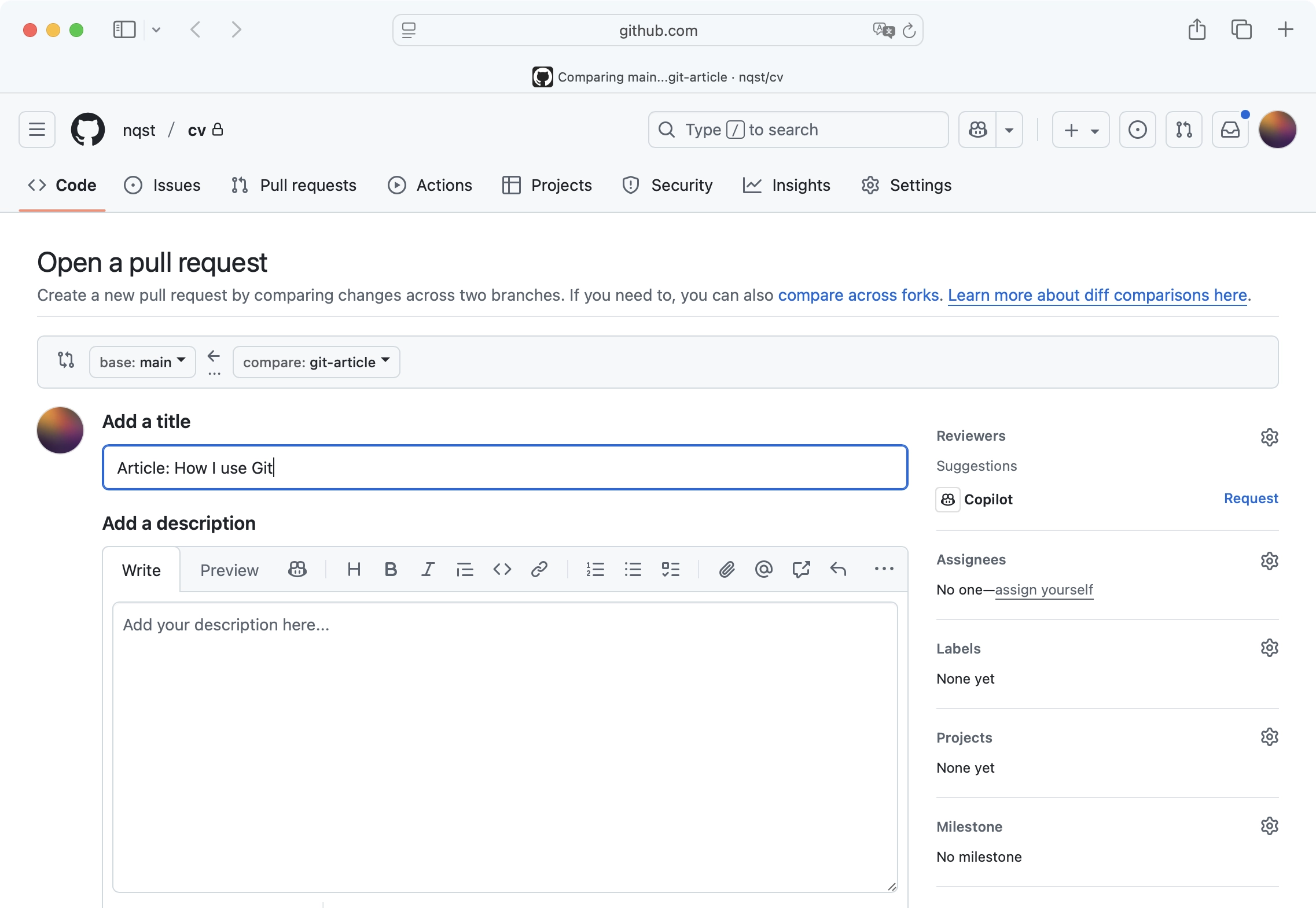 Screenshot of a Pull Request page on GitHub
