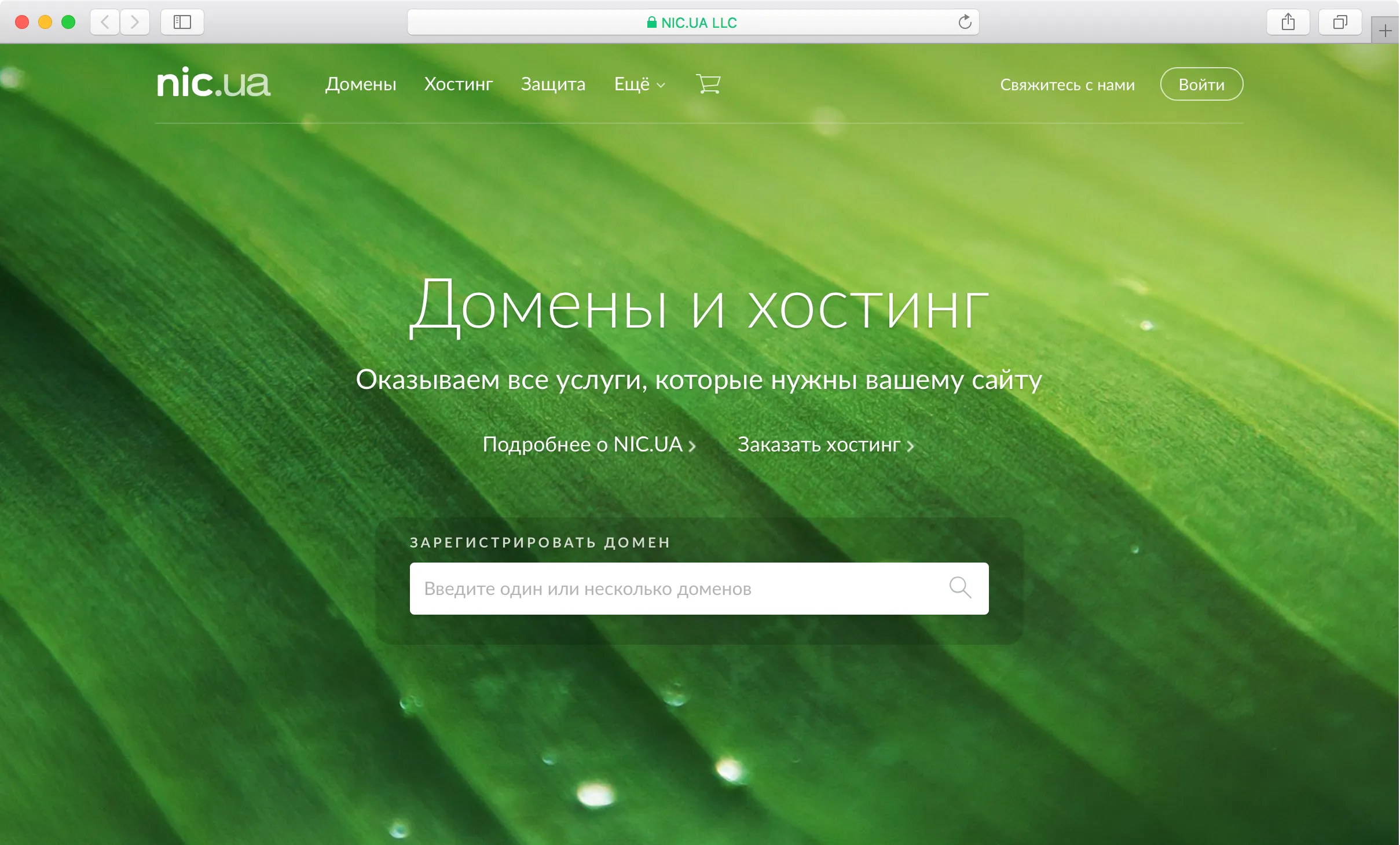 Screenshot: NIC.UA homepage