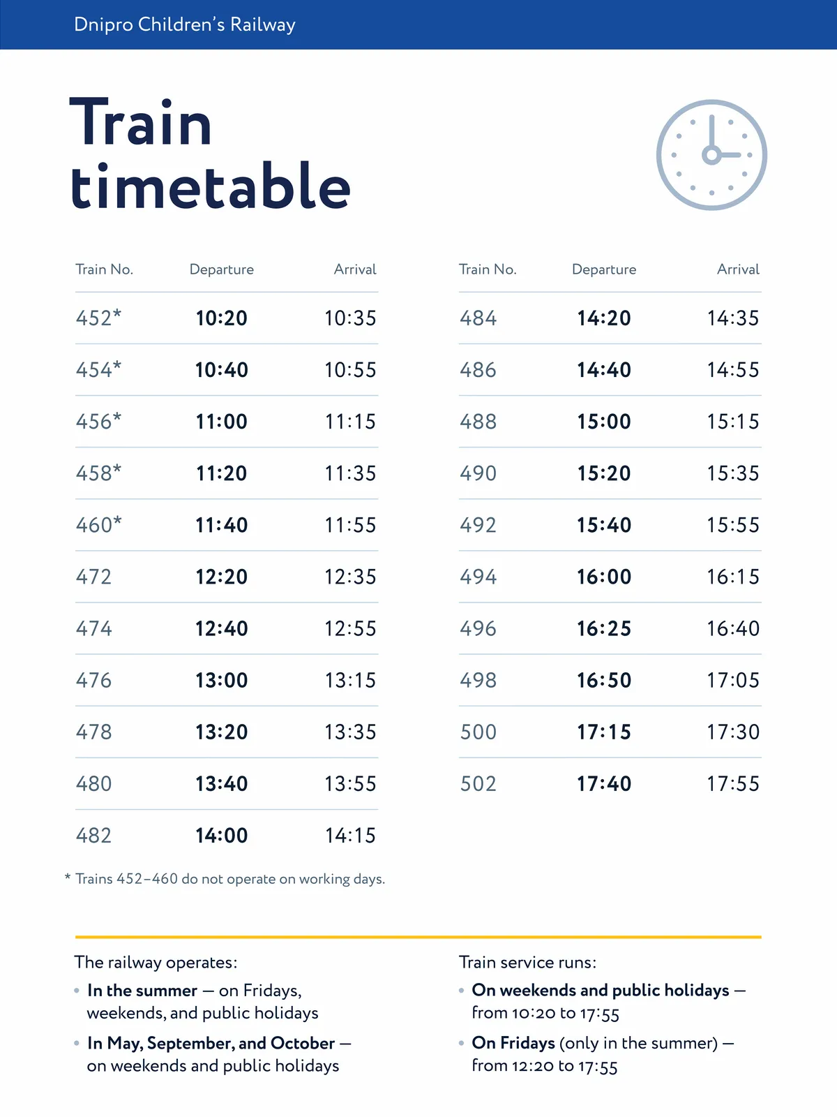 New timetable