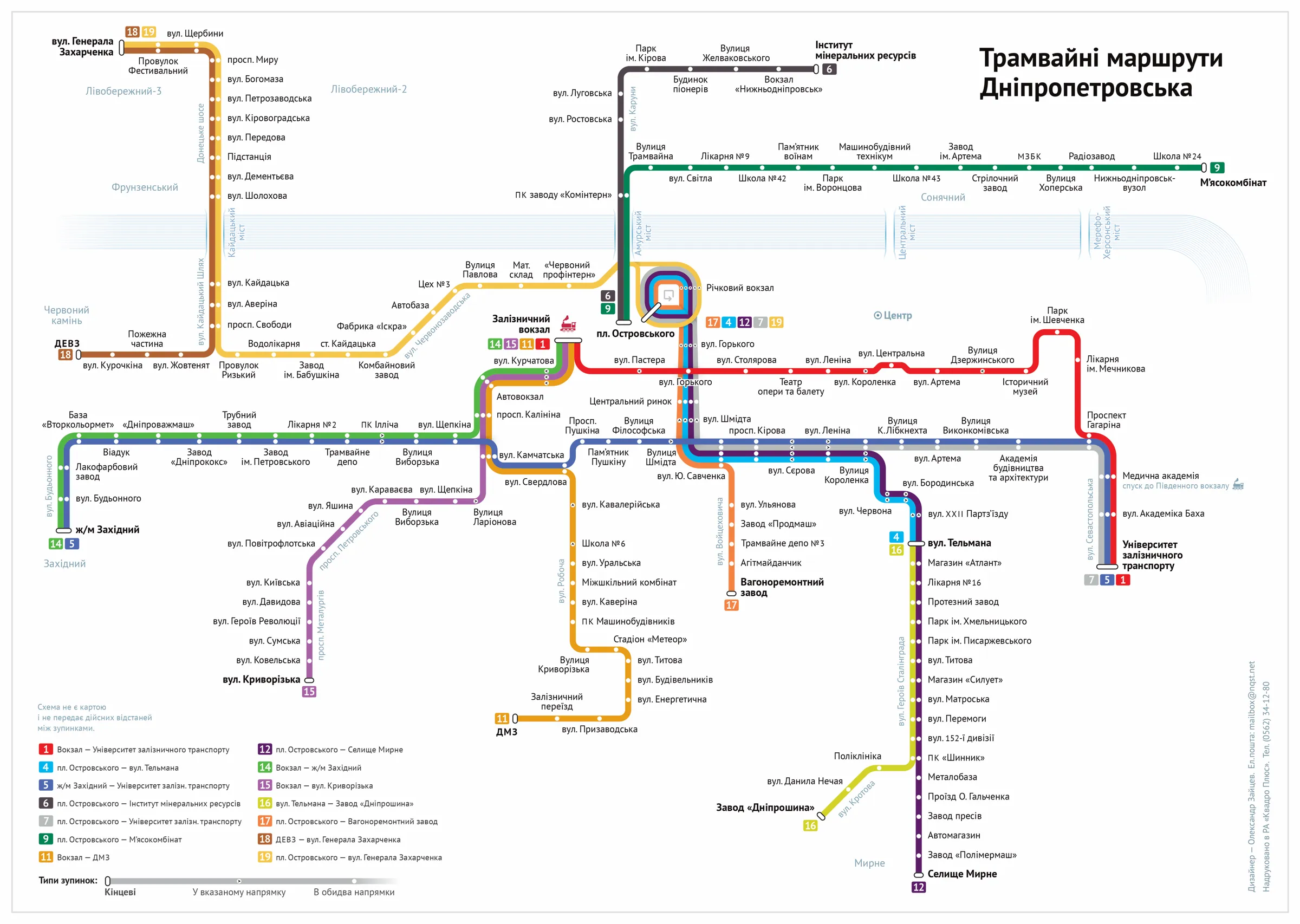 Tram map of Dnipro, Ukraine